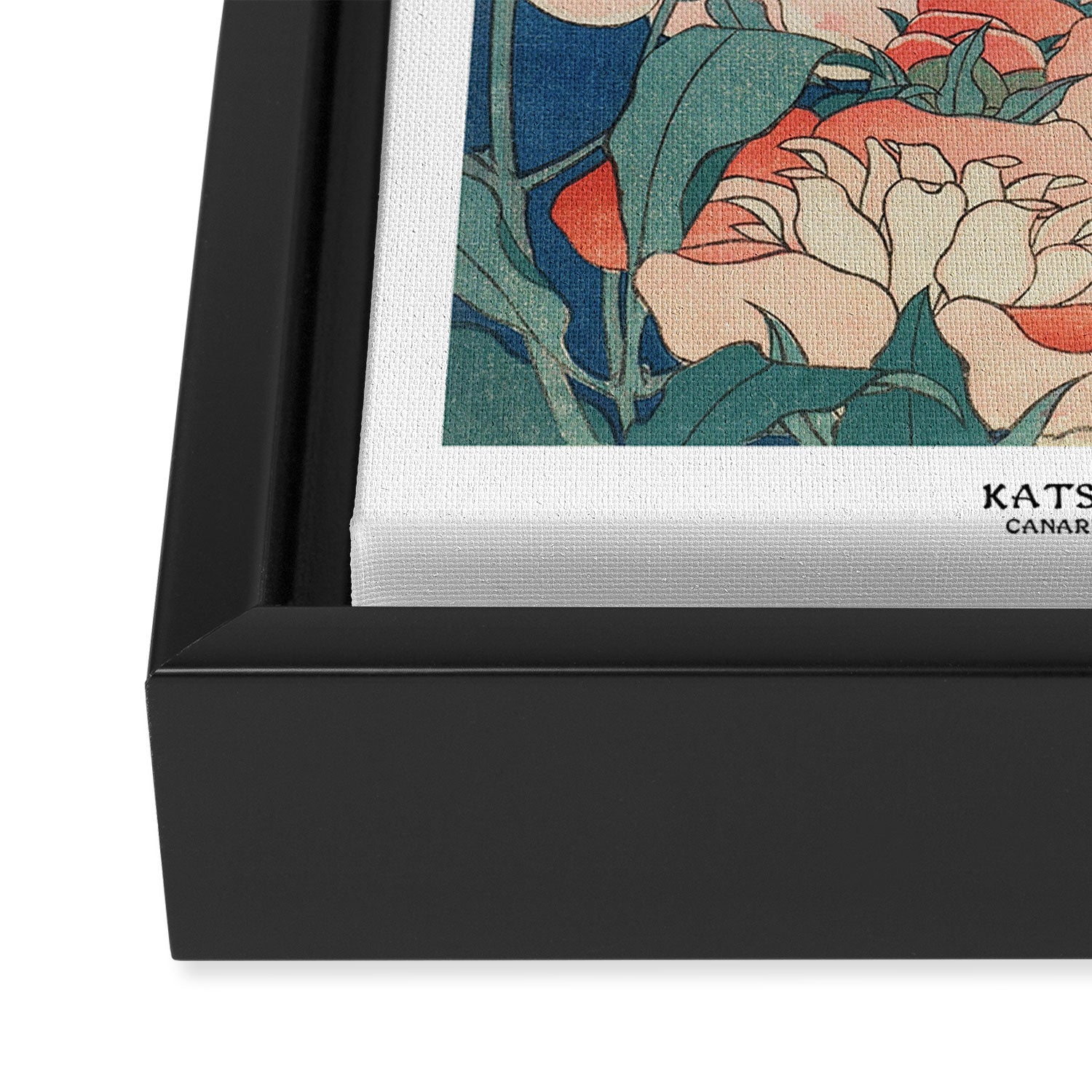 Peonies and Canary by Katsushika Hokusai Framed Canvas Print Gallery Image 3
