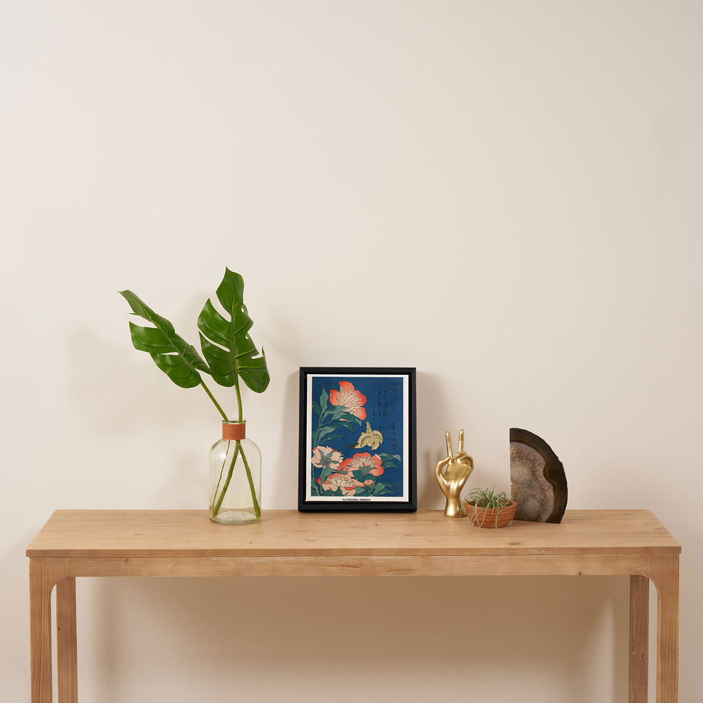 Peonies and Canary by Katsushika Hokusai Framed Canvas Print Gallery Image 4