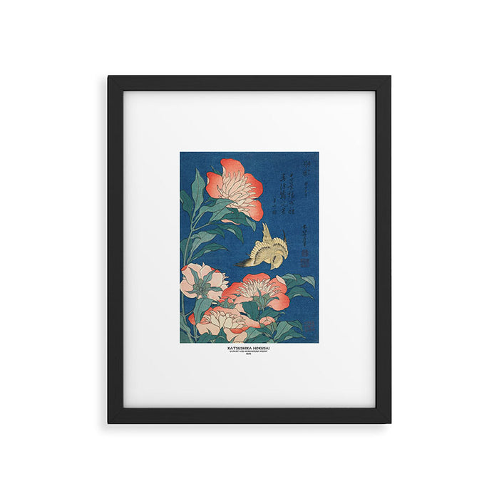 Peonies and Canary by Katsushika Hokusai Framed Art Print Gallery Image 1