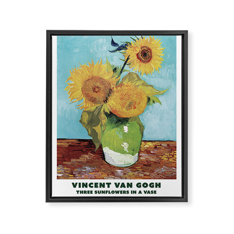 Three Sunflowers in a Vase by Vincent Van Gogh Framed Canvas Print Gallery Image 6