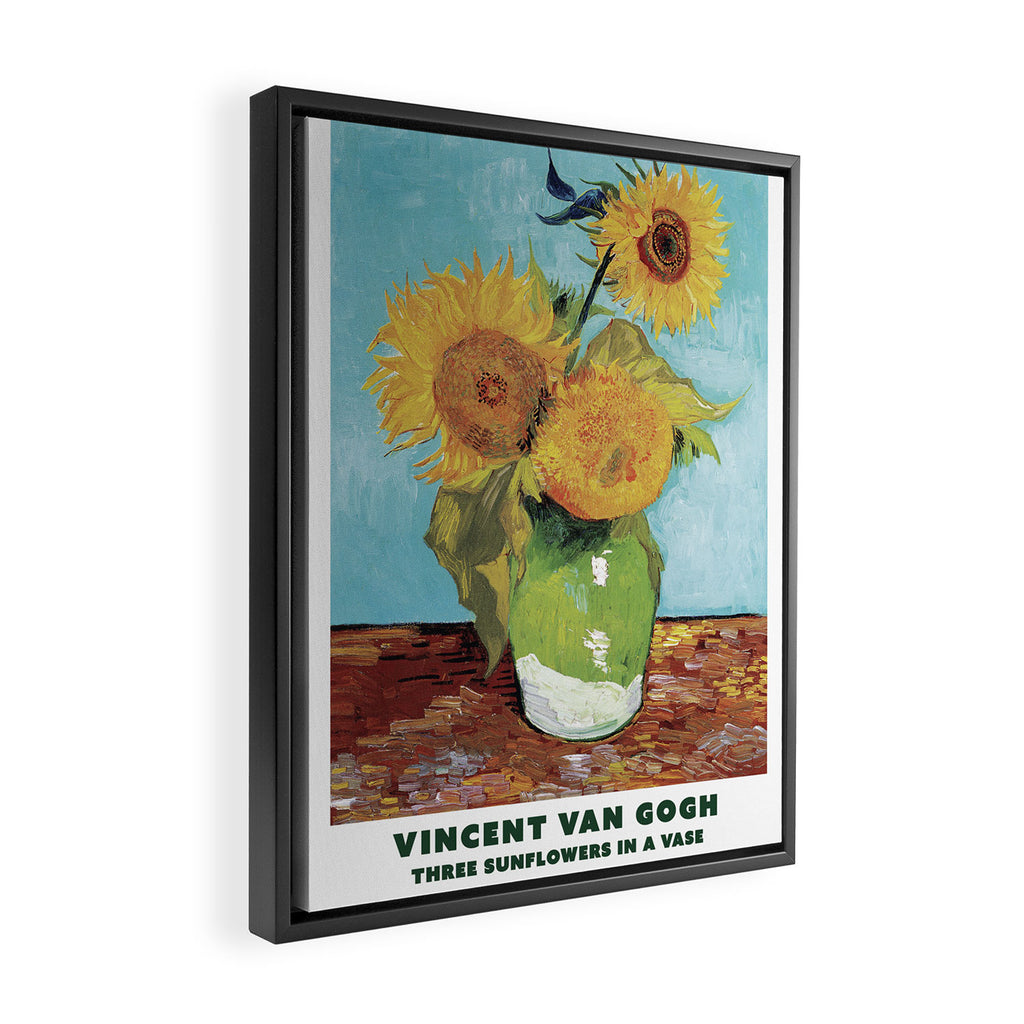 Three Sunflowers in a Vase by Vincent Van Gogh Framed Canvas Print Gallery Image 2