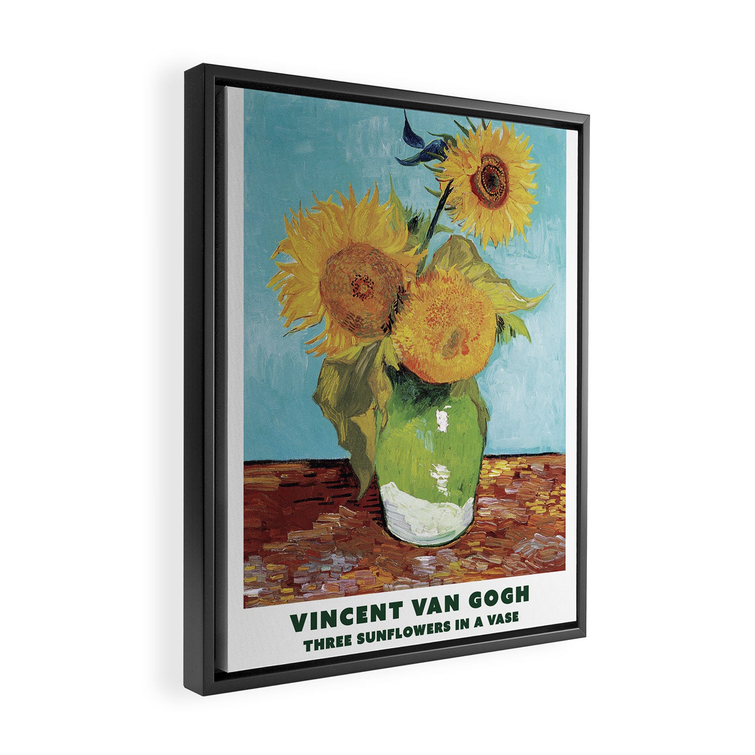 Three Sunflowers in a Vase by Vincent Van Gogh Framed Canvas Print Gallery Image 2