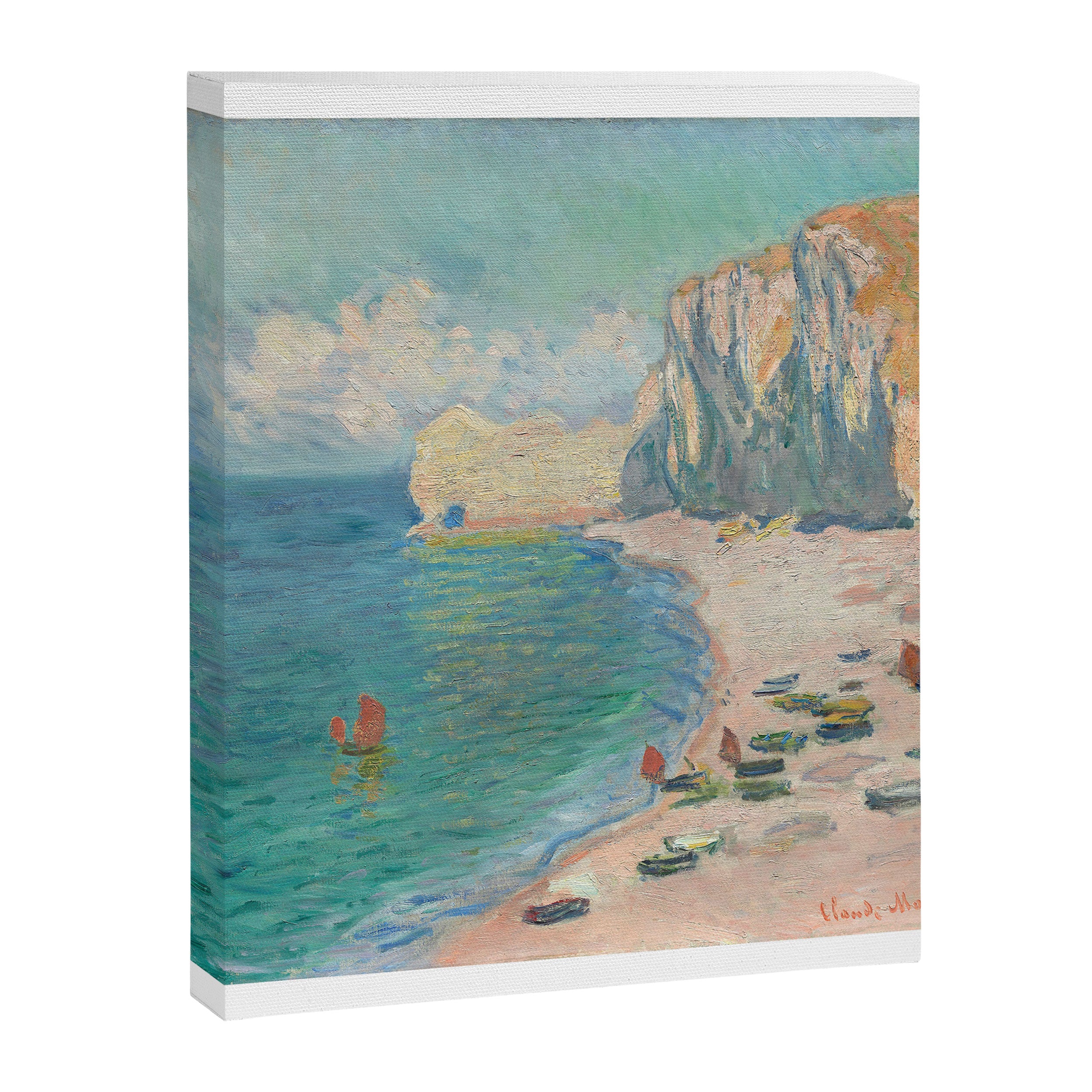 Etretat, The Beach and the Falaise d'Amont by Claude Monet Canvas Print Gallery Image 6