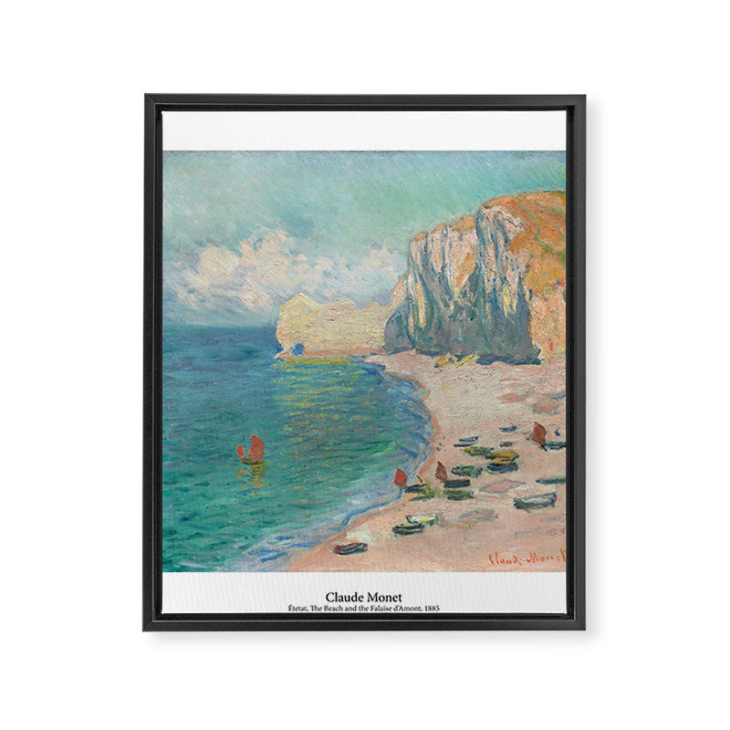 Etretat, The Beach and the Falaise d'Amont by Claude Monet Framed Canvas Print Gallery Image 6