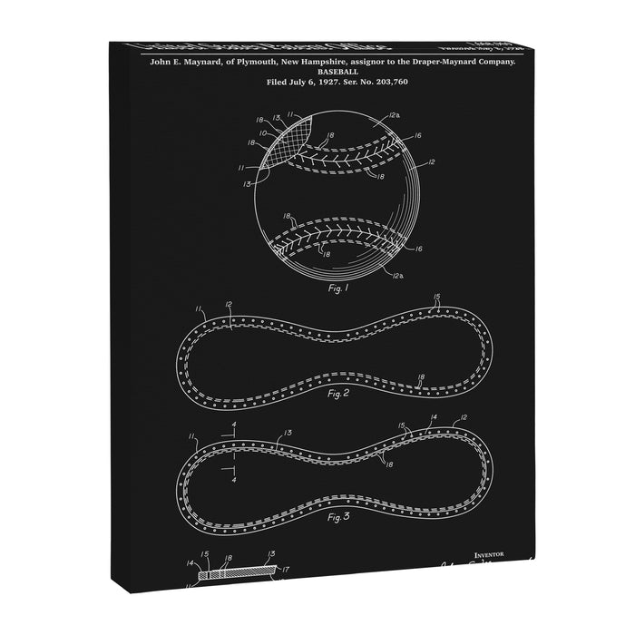 Baseball Patent - Black Canvas Print Gallery Image 1