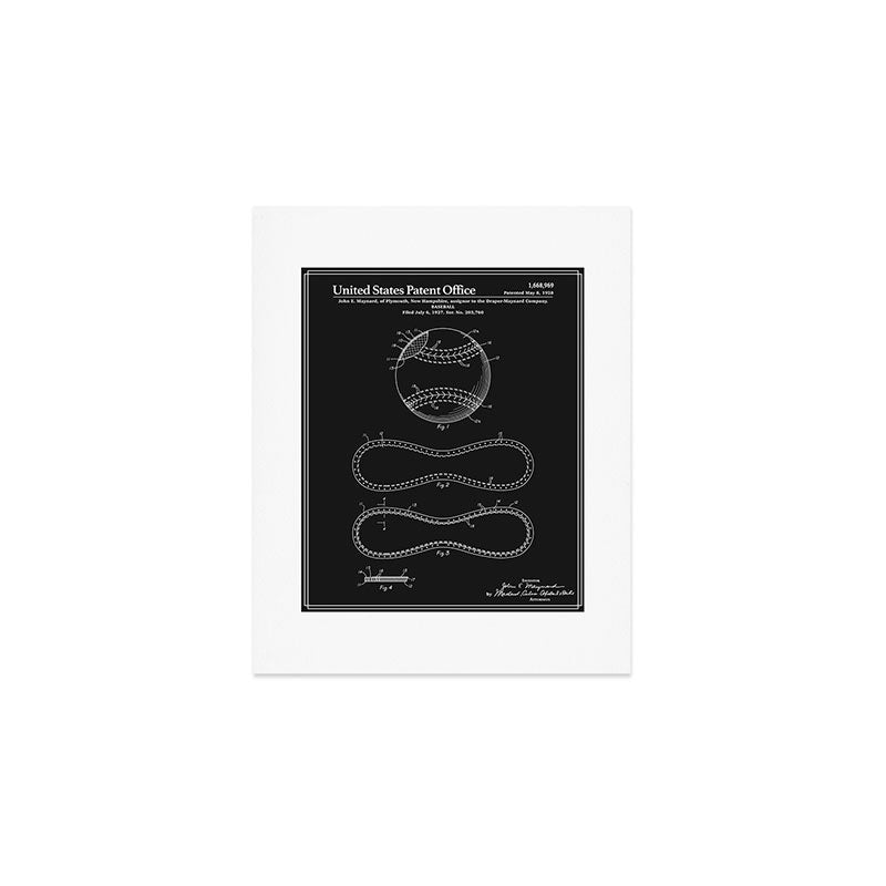 Baseball Patent - Black Art Print Gallery Image 1