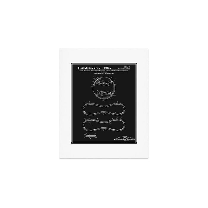 Baseball Patent - Black Art Print Gallery Image 1