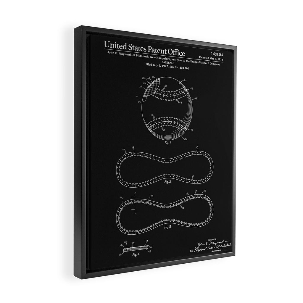 Baseball Patent - Black Framed Canvas Print Gallery Image 2
