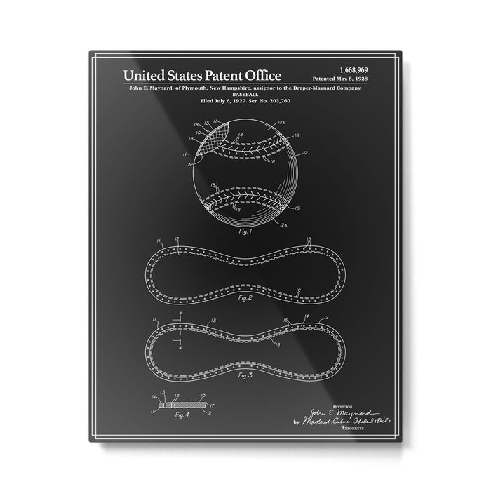 Baseball Patent - Black Metal Print Gallery Image 1