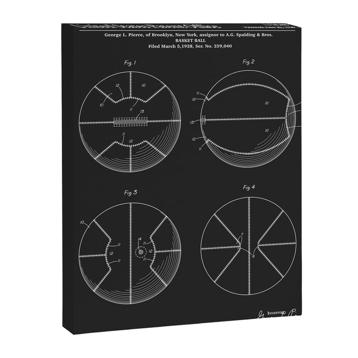 Basketball Patent - Black Canvas Print Gallery Image 1