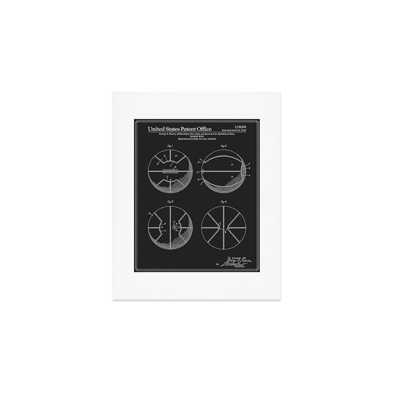 Basketball Patent - Black Art Print Gallery Image 1