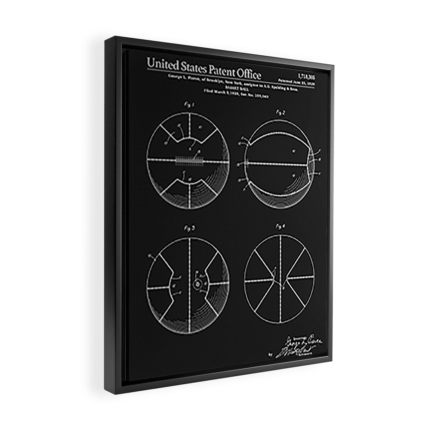 Basketball Patent - Black Framed Canvas Print Gallery Image 2
