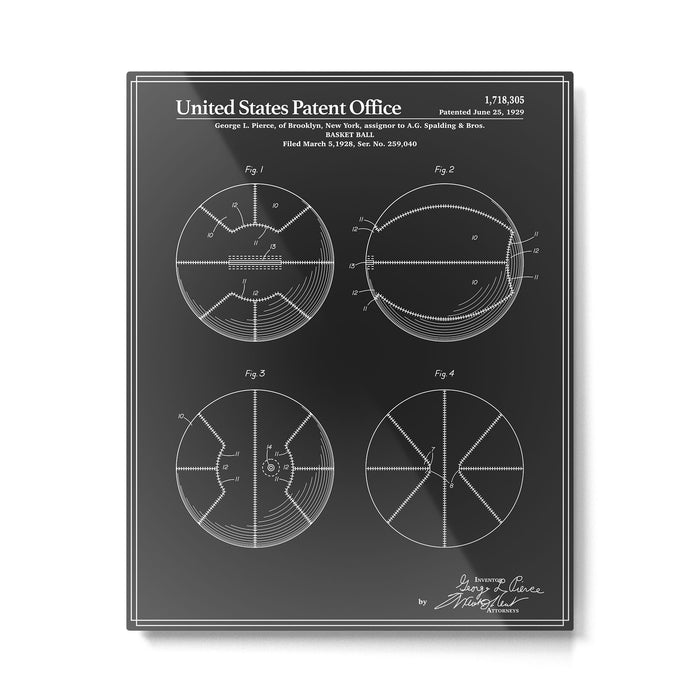 Basketball Patent - Black Metal Print Gallery Image 1