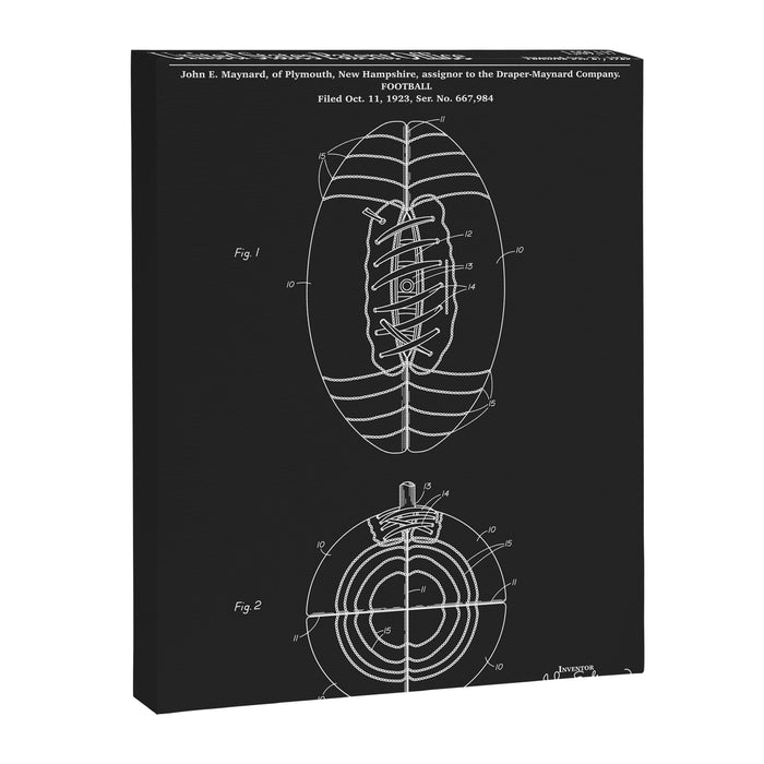 Football Patent - Black Canvas Print Gallery Image 1