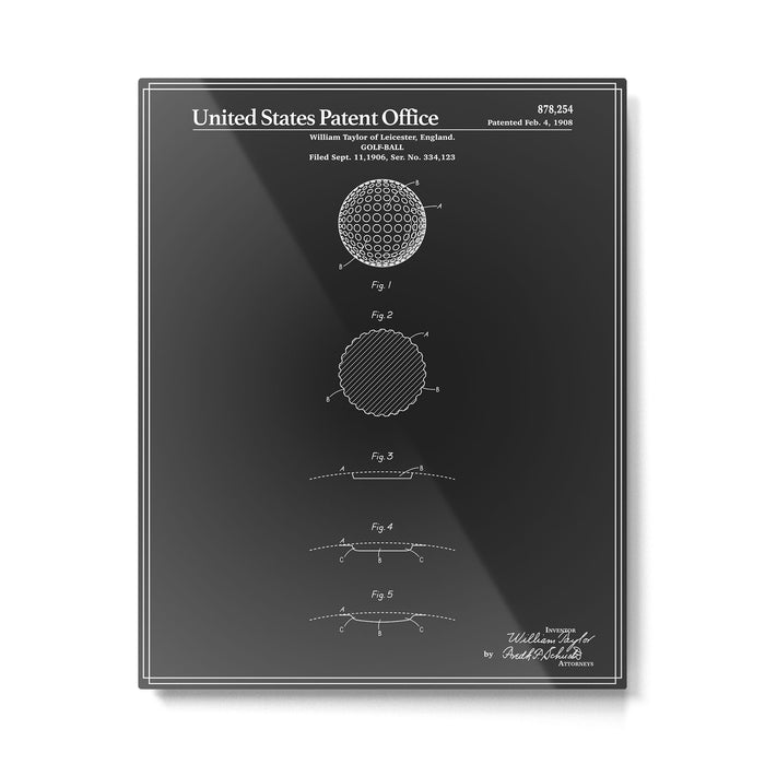 Golf Ball Patent - Black Metal Print Gallery Image 1