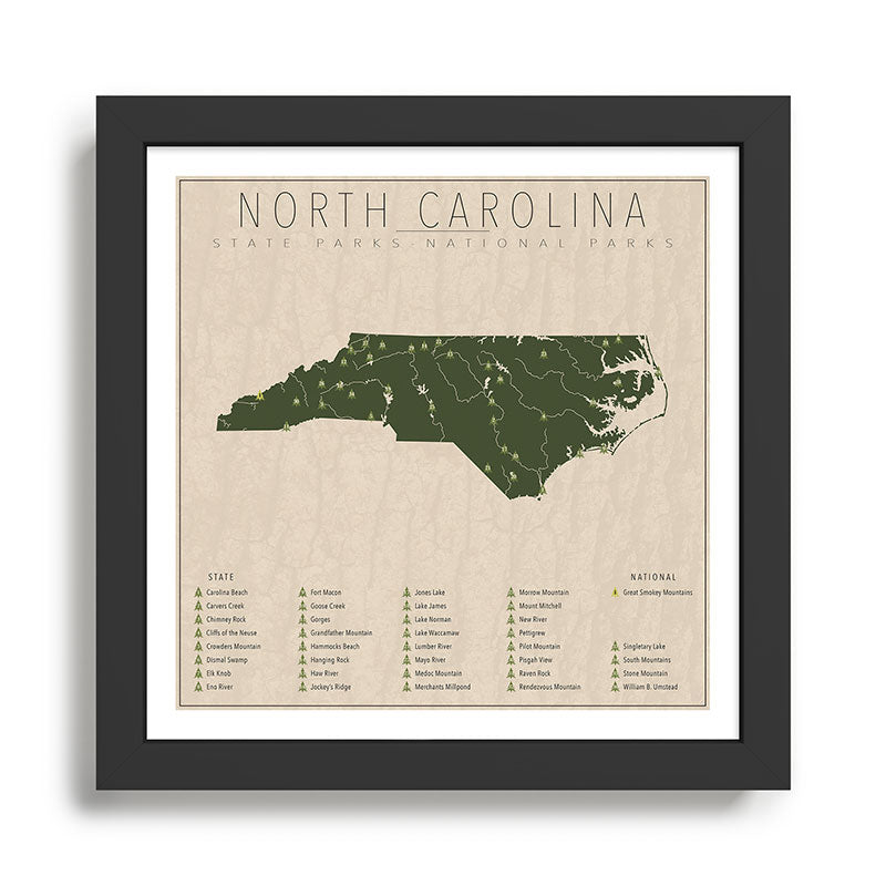 North Carolina Parks Framed Art Print Gallery Image 1
