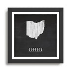 Ohio State Map Chalk Drawing Framed Art Print Gallery Image 1