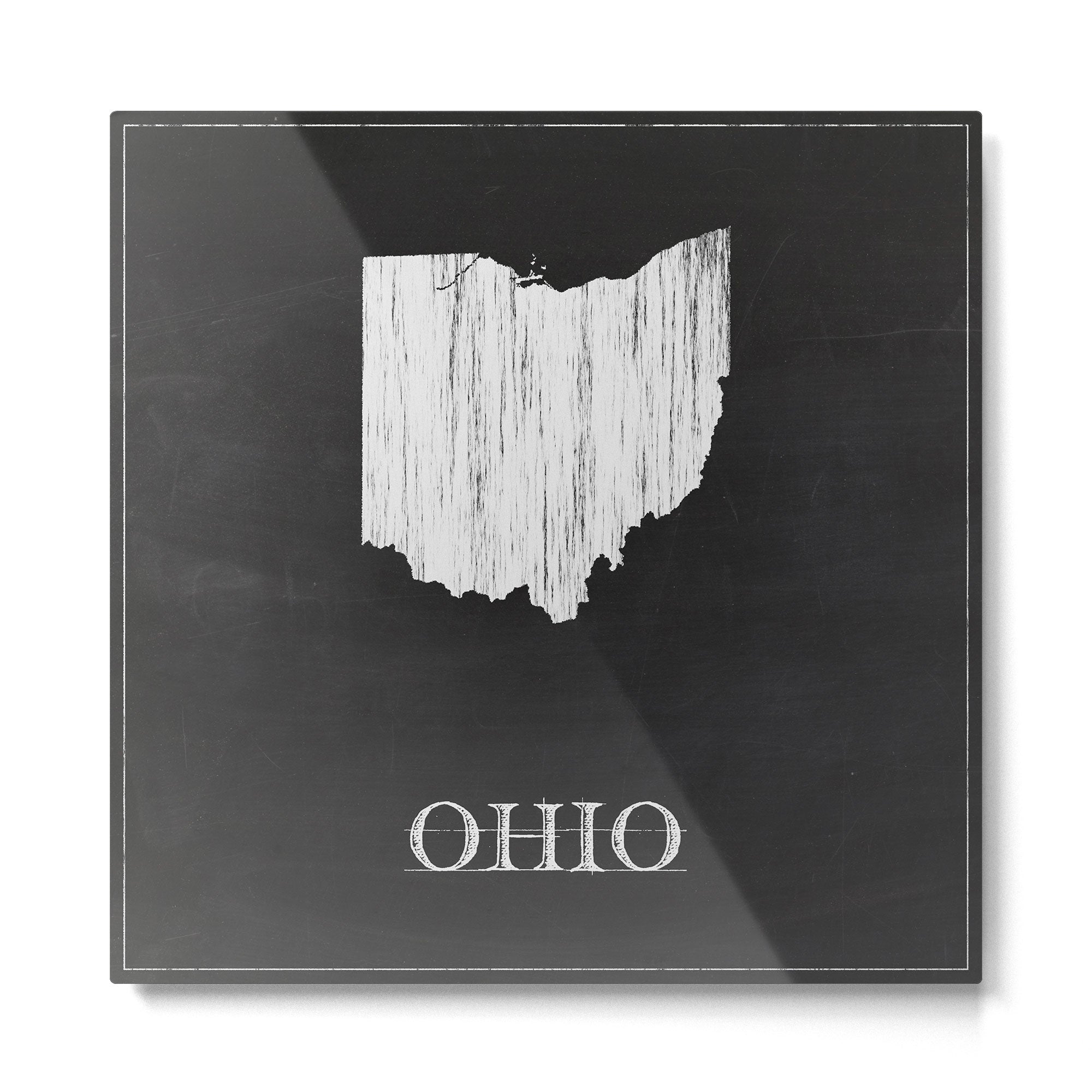 Ohio State Map Chalk Drawing Metal Print Gallery Image 2