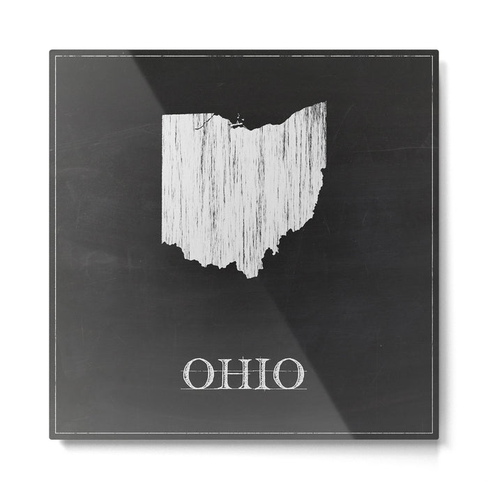 Ohio State Map Chalk Drawing Metal Print Gallery Image 1