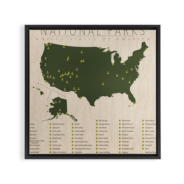 US National Parks Framed Canvas Print Gallery Image 1