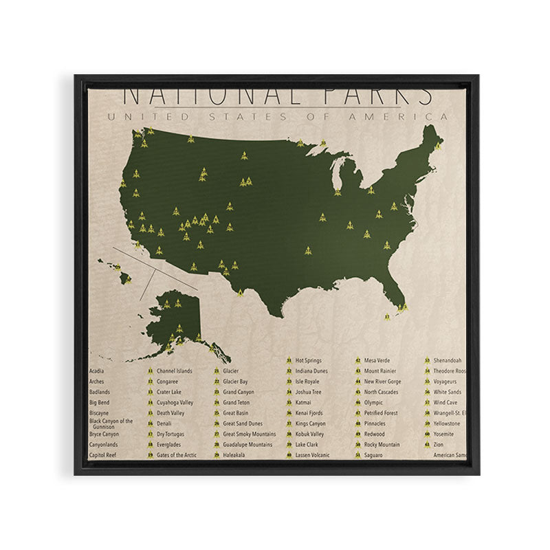 US National Parks Framed Canvas Print Gallery Image 3