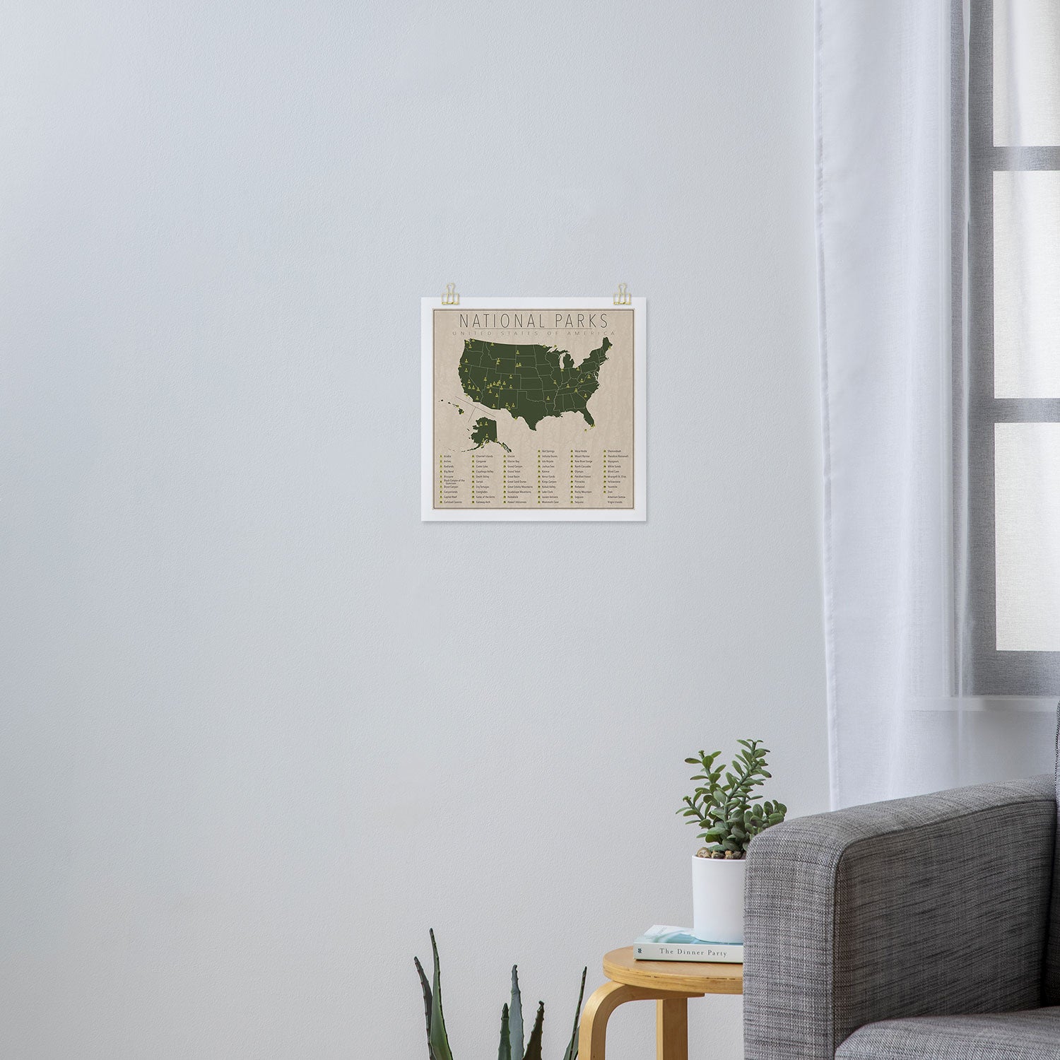 US National Parks w/ State Borders Art Print Gallery Image 3