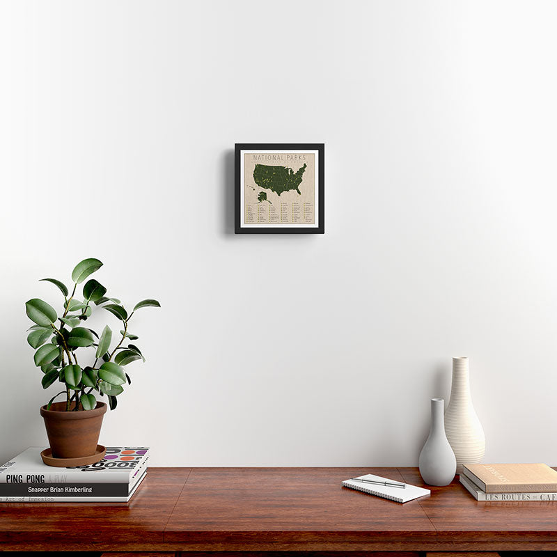 US National Parks w/ State Borders Framed Art Print Gallery Image 2