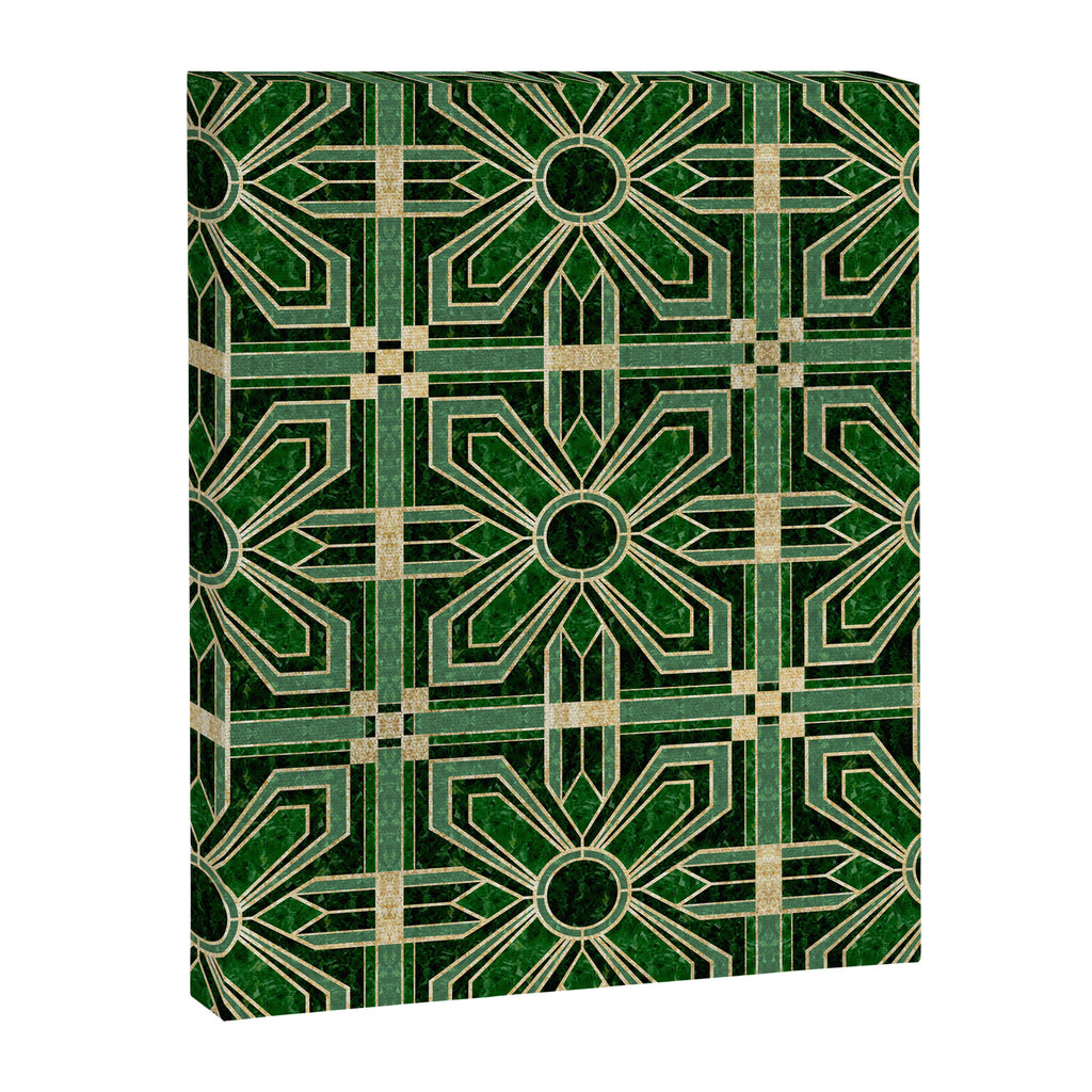 Art Deco Floral Tiles in Emerald Green and Faux Gold Canvas Print Gallery Image 8