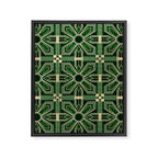 Art Deco Floral Tiles in Emerald Green and Faux Gold Framed Canvas Print Gallery Image 8