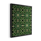 Art Deco Floral Tiles in Emerald Green and Faux Gold Framed Canvas Print Gallery Image 2