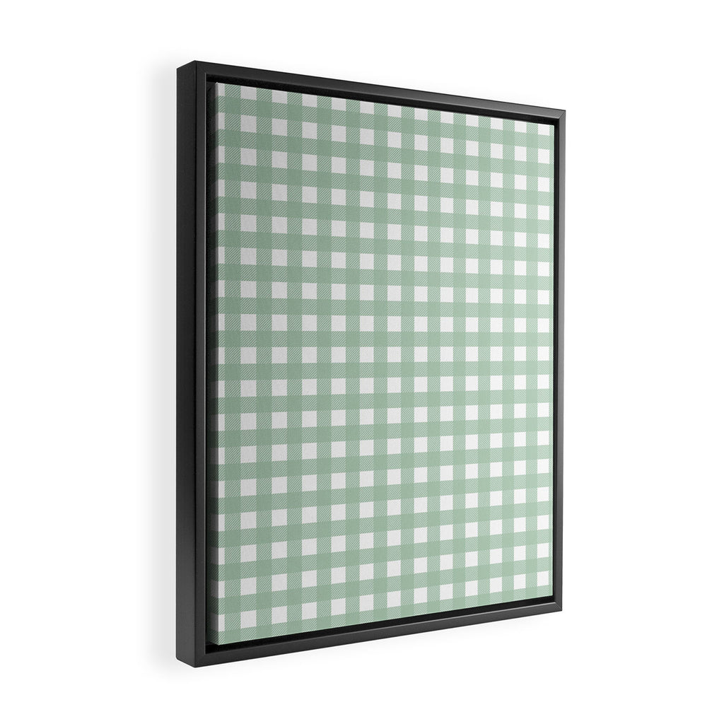 Buffalo Checks in Sage Green and White Framed Canvas Print Gallery Image 2