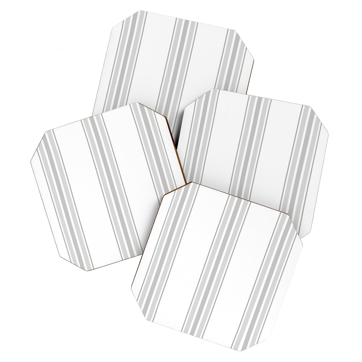 Farmhouse Ticking Stripes in Gray on White Coaster Gallery Image 1