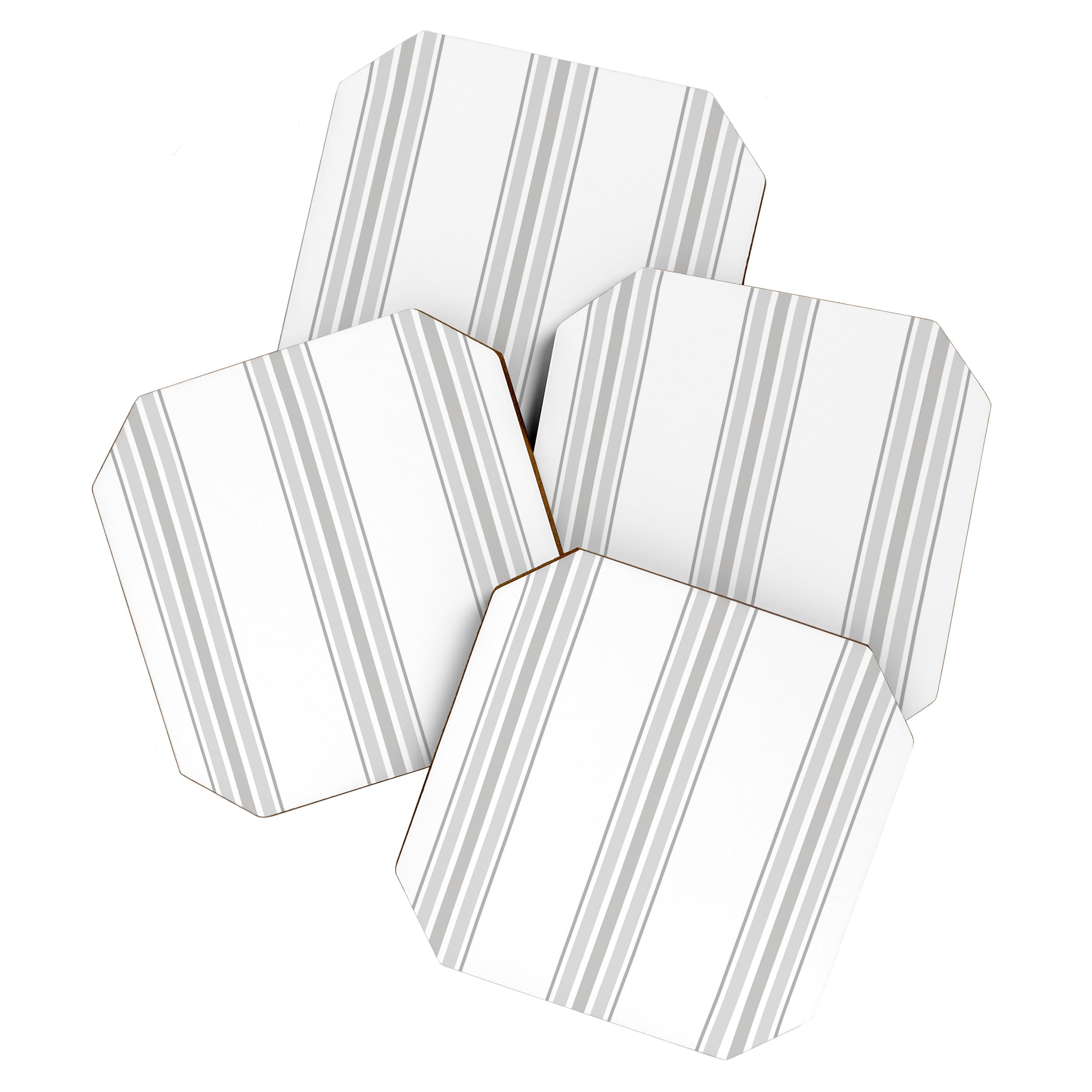 Farmhouse Ticking Stripes in Gray on White Coaster Gallery Image 1
