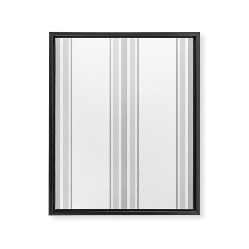 Farmhouse Ticking Stripes in Gray on White Framed Canvas Print Gallery Image 8