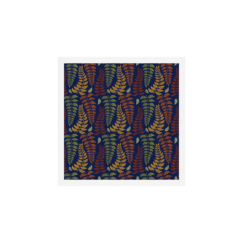 Leaf Fronds in Fall Colors on Navy Blue Art Print Gallery Image 1