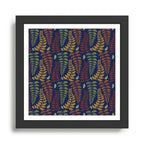 Leaf Fronds in Fall Colors on Navy Blue Framed Art Print Gallery Image 1
