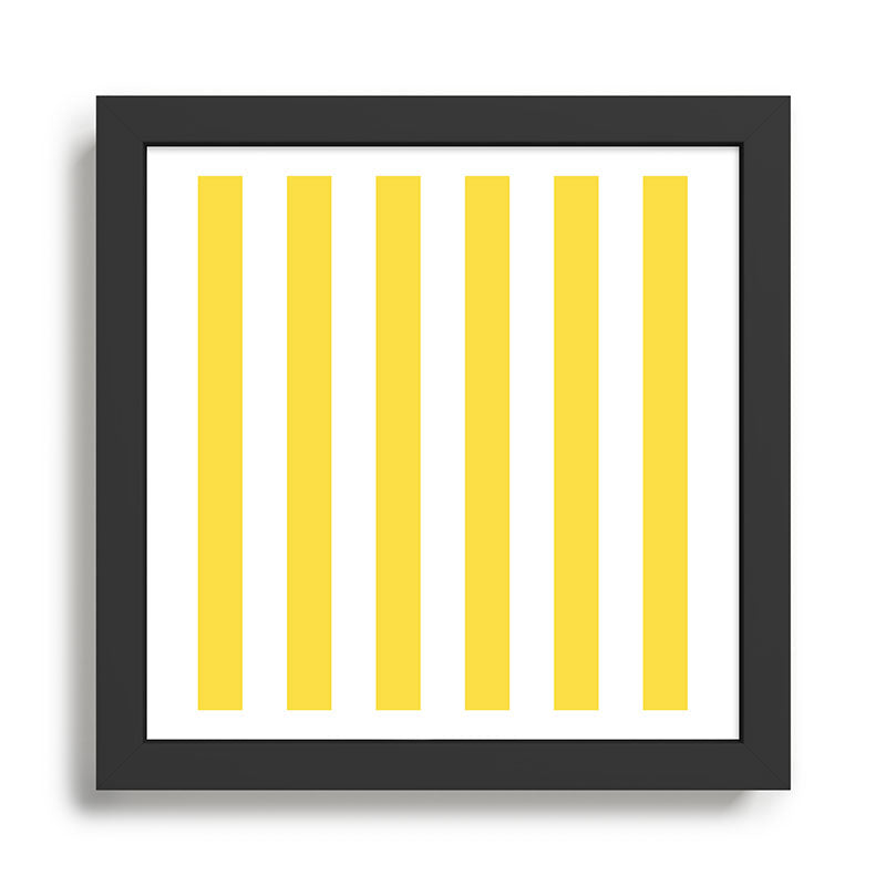 Lemon Yellow and White Wide Stripes Framed Art Print Gallery Image 1
