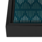 Minimalist Mudcloth 3 in Cream and Olive on Teal Framed Canvas Print Gallery Image 3