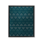 Minimalist Mudcloth 3 in Cream and Olive on Teal Framed Canvas Print Gallery Image 8