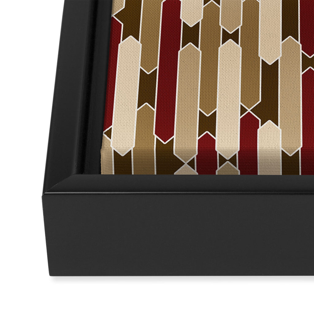Modern Tabs in Brown, Burgundy and Tan Framed Canvas Print Gallery Image 3