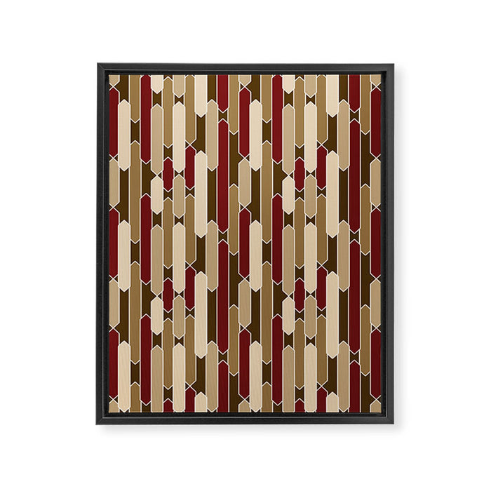 Modern Tabs in Brown, Burgundy and Tan Framed Canvas Print Gallery Image 1