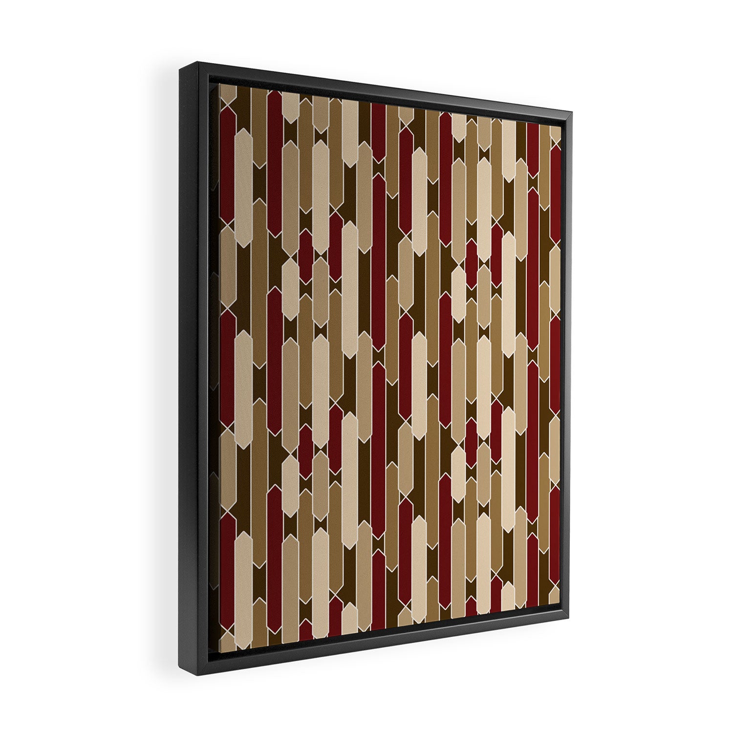 Modern Tabs in Brown, Burgundy and Tan Framed Canvas Print Gallery Image 2