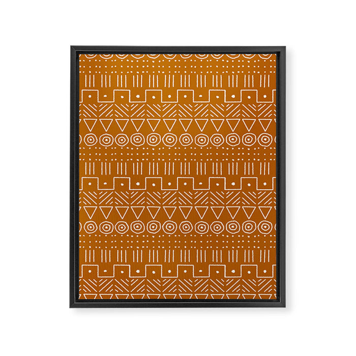Mudcloth Style 1 in Orange Framed Canvas Print Gallery Image 1