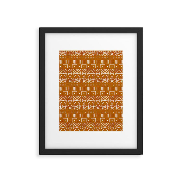 Mudcloth Style 1 in Orange Framed Art Print Gallery Image 1