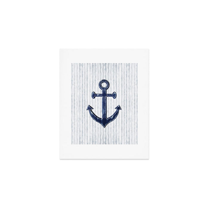 Rustic Anchor in navy blue Art Print Gallery Image 1