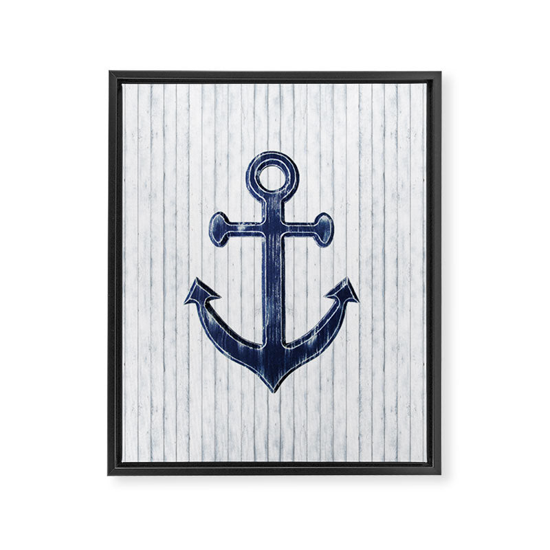 Rustic Anchor in navy blue Framed Canvas Print Gallery Image 8