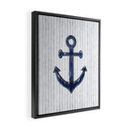 Rustic Anchor in navy blue Framed Canvas Print Gallery Image 2