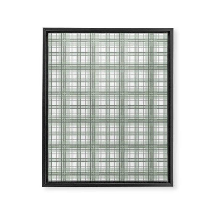 Sage Green and Gray Plaid Framed Canvas Print Gallery Image 1