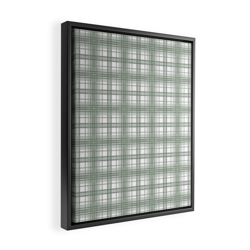 Sage Green and Gray Plaid Framed Canvas Print Gallery Image 2