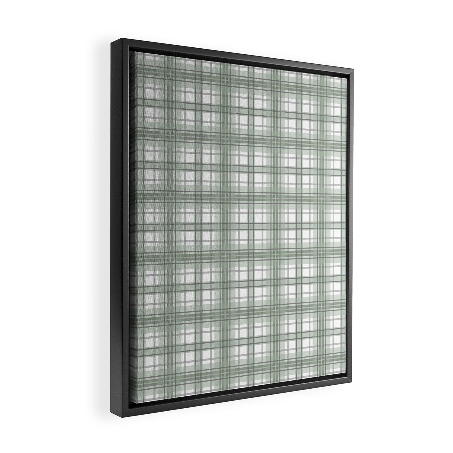 Sage Green and Gray Plaid Framed Canvas Print Gallery Image 2